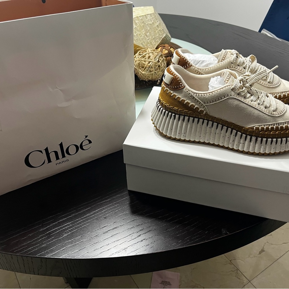 Chloé Beige and Brown Platform Sneakers - Picture 2 of 3